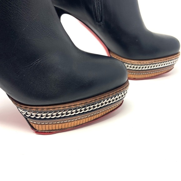 Christian Louboutin Black Smooth Leather Ankle Booties size 9 - Picture 9 of 15